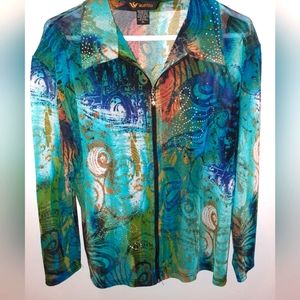 Valentina women's XL bright colored zip-up top excellent used condition